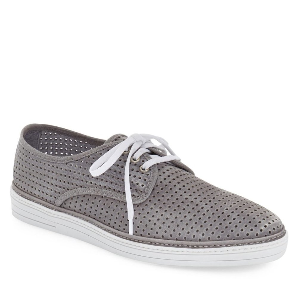 Bacco Bucci ITALY Perforated Suede Leather Sneakers Shoe Men's 11 NEW NIB Grey - Picture 1 of 13